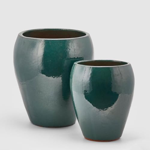 Edg Enzo De Gasperi Vaso Porta Piante Glaze In Ceramica Grande 42X37Cm Verde