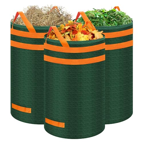 Eurhomewit 3 X 120L Sacchi Giardinaggio Riutilizzabili, Sacchi Per Rifiuti Da Giardino Con Maniglie Sacco Raccogli Per Foglie, Erba, Sterpaglie
