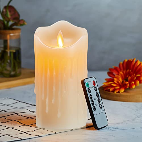 Candele Led, Flickering Flameless Led Candele, Candele A Batteria, Con Telecomando A 10 Tasti, Fiamma Danzante, Con Gocce Di Cera, Realizzato In Vera