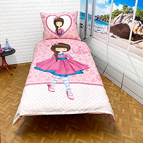 Detexpol Bambola Ballerina Set Letto Singolo Copripiumino E Federa 140X200 Lenzuola Biancheria Di Cotone