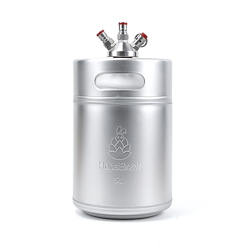 Hopsbrew Mini 304 Edelstahl Keg Growler (5L Standard Silber Mit Speer)