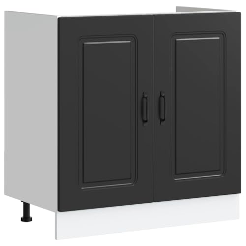 Vidaxl Mobile Base Lavello Kalmar Nero 80X46X81,5 Cm In Truciolato
