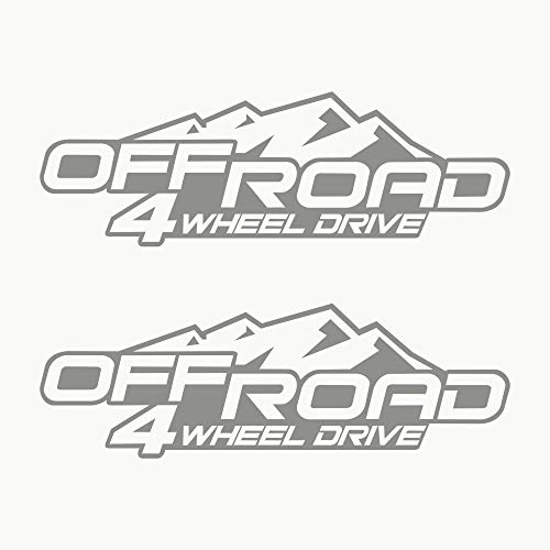 Autodomy Pack 2 Unita Adesivi Per Auto 4X4 Wheel Drive | Adesivi 4X4 Veicolo Fuoristrada Resistente A Pioggia E Uv | Adesivo Auto Esterno (Argento)