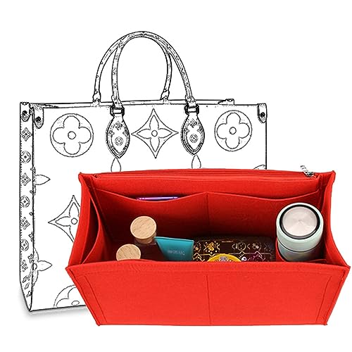 D.Duo Organizer Per Borsa Con Cerniera, Inserto Organizer Per Lv Onthego (Rosso, L)