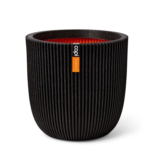 Capi Europe - Vaso Da Fiori A Sfera Groove Nl – 35 X 34 – Nero – Apertura Ø29 – Vaso Da Fiori Per Uso Interno Ed Esterno – Infrangibile – 100% Ricicla