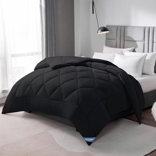Wavve Piumino Letto Matrimoniale Quattro 4 Stagioni 260X240 Cm - Piumone 240X260 Invernale Autunnale - Trapunta 260 X 240 In Microfibra Sintetica, Ner