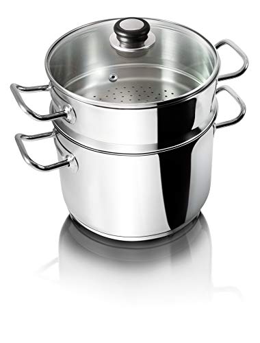 Promab Daily Plus Vaporiera Dailyplus, Acciaio Inox 18/10, Vetro, 22 Cm
