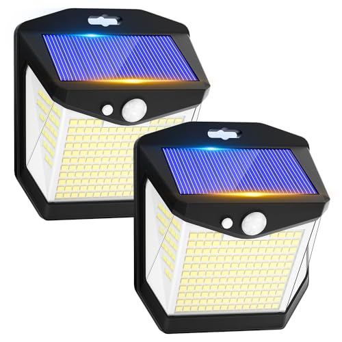 Luci Led Esterno Giardino Solare - 248 Led Luce Esterno Con Pannello Solari Con Sensore Da Movimento 3 Modos 270° Illuminazione Lampada Faro Solare Da