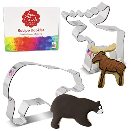 Formine Per Biscotti Stampi A Tema Montagna Selvaggia 2 Pezzi, Prodotto Negli Stati Uniti Da Ann Clark, Orso Grizzly E Alce