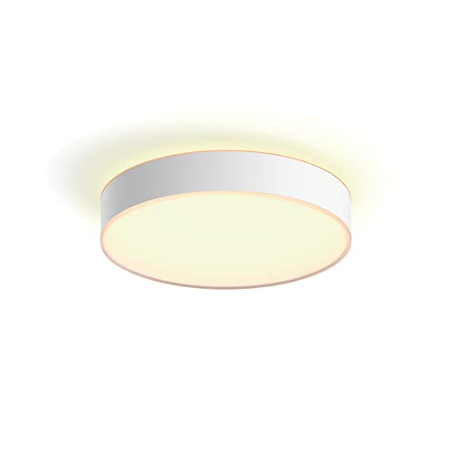 Philips Hue White Ambiance Devere, Plafoniera Smart, Media, Bluetooh, 19.2 W, Telecomando Dimmer Switch Inlcuso, Bianca