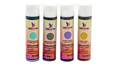 Creartec, Set Di 4 Colorante Per Sapone Da 10 Ml Steingrau, Mocca, Lavendel, Oceanblau