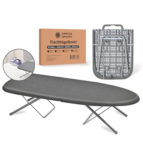 Simplysmooth Asse Da Stiro Pieghevole – Da Tavolo Con Ripiano Per Ferro Da Stiro, 77 X 30 Cm, Con Maniglia, Piedini In Gomma E Rivestimento Di Alta Qu