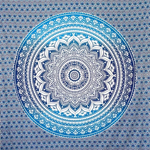 Momomus Arazzo Mandala Multiuso - Pareo Telo Mare Sottile Grande Antisabbia Xxl Da Spiaggia - Ideale Per Picnic, Yoga, Campeggio - Blu, 210X230 Cm