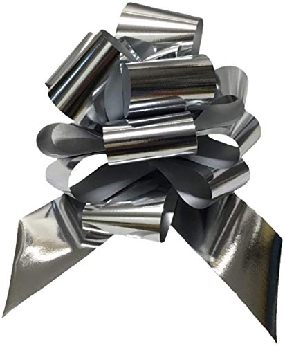 Brizzolari Nastri Fiocchi Rapidi Metallizzati, 50 Pezzi, 31 Mm, Decorazioni Addobbi Natale, Colore: Argento