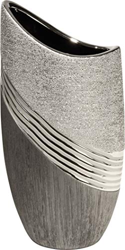 Gilde Keramik Halbmondvase 'Bridgetown' Grau, Silber 43210