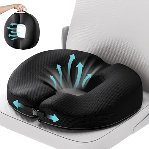 Benazcap Cuscino A Ciambella Per Emorroidi, Cuscino Al Coccige Per Sollievo Dal Dolore Al Coccige, Cuscino Da Seduta In Memory Foam Di Innovazioni Erg