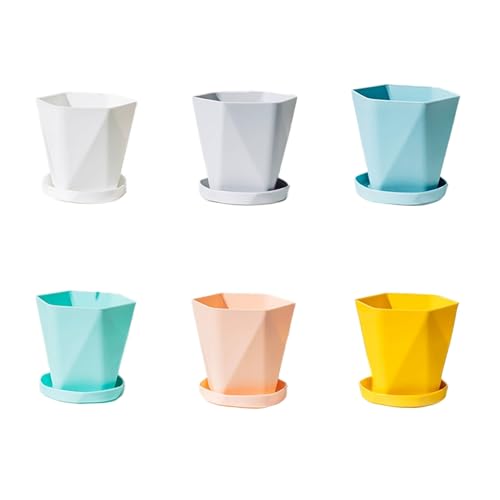 Gerrit 6 Pezzi 19,5 Cm Plastica Geometrica Colorata Con Fori Di Drenaggio Vasi Di Plastica Vasi Per Piante Grasse Decorazione Della Casa Ufficio E Vas