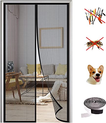 Kzhanmy Zanzariera Magnetica Per Porte,Tenda Anti-Zanzara Magnetica Chiusa Automatica,Per Porta Del Balcone E Porta Del Patio.-Black A||80X200Cm