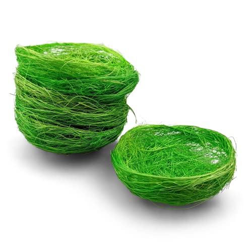 Netuno 6X Nido Decorativo Di Sisal Verde 7 Cm Nido Uccelli Pasqua Mini Nido Uccello Piccolo Artificiale Colorato Decorazione Pasqua Primavera Decorazi