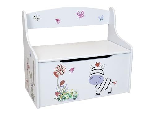 Teorema Giocattoli Cassapanca In Legno, Baule Portagiochi, Panca Per Cameretta Bambini 58 X 30 X 49 Cm, Con Schienale E Coperchio