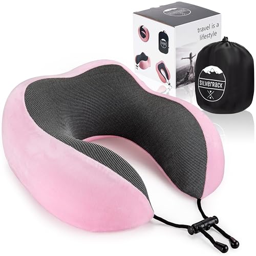 Silverrack Cuscino Cervicale Aereo [Rosa] Cuscino Cervicale Per Adulti – Cuscino Cervicale Auto – Cuscino Da Viaggio In Memory Foam – Lavabile (Vellut
