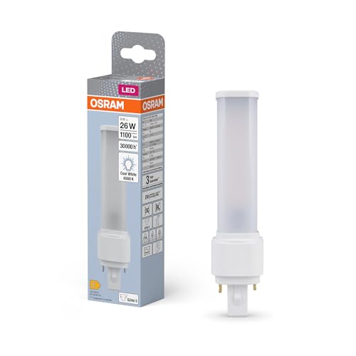 Osram Lampada Led Dulux D 26 Per Base G24D-3, 9 Watt, 1100 Lumen, Bianco Freddo (4000 K), Ruotabile, Sostituisce La Tradizionale Lampadina Dulux Da 26