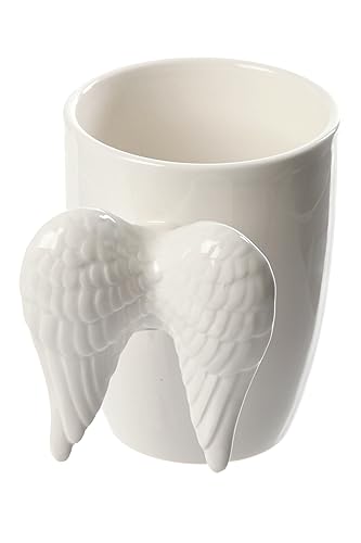 Novelty Ceramic White Angel Wings Tazza