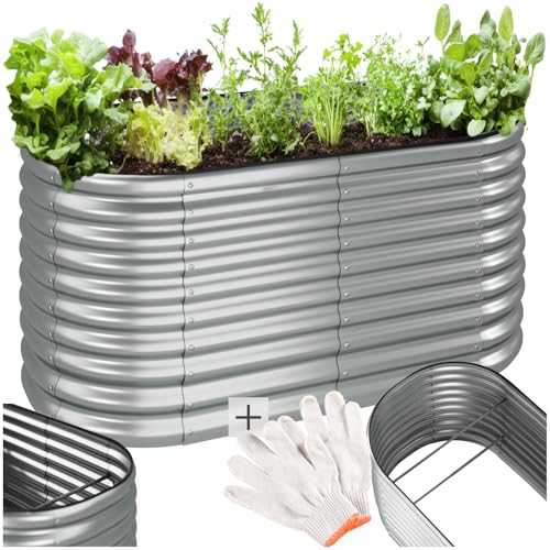 Tectake® Orto Rialzato, 804L, Zincato, 160 X 80 X 80 Cm, Struttura In Acciaio Zincato, Base Aperta, Perfetto Per Verdure, Erbe Aromatiche E Fiori, Mon