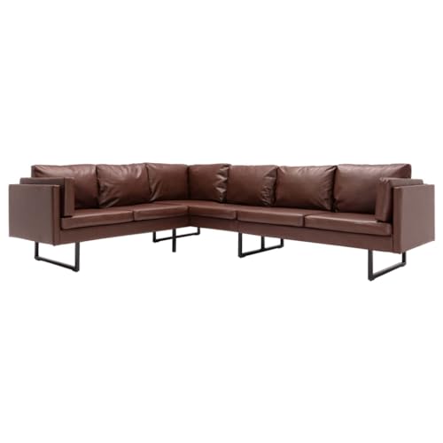 Vidaxl Divano Ad Angolo In Similpelle Marrone, Divano, Sofa, Set Divani, Divani, Set Lounge, Divano In Pelle, Divani In Pelle