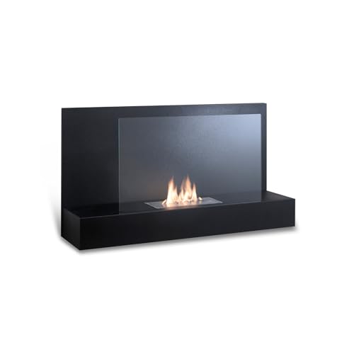 Stones Home Furniture, Caminetto A Bioetanolo Da Parete, Senza Fumo, Bruciatore In Acciaio Da 1,5 L, Durata Fiamma 3 Ore, Modello Bmovie, Colore Nero