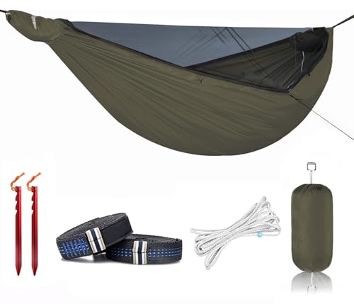 Onewind Amaca Da Campeggio Con Zanzariera, Con Unico Regolabile Uhmwpe Ridgeline, Leggera Amaca Portatile Doppia Con Cinghie Per Alberi Da 3.7 M, Idea