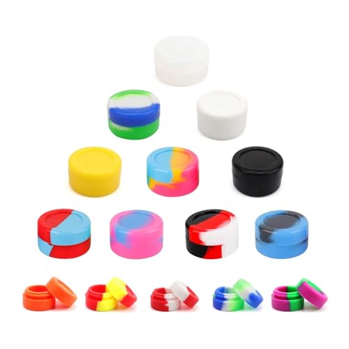 Hjiama Mini Contenitori In Silicone 15 Pezzi, 5 Ml E 3 Ml Contenitori Per Cera, 2 Misure Antiaderente Contenitori Vuoti In Silicone Multicolore, Per C