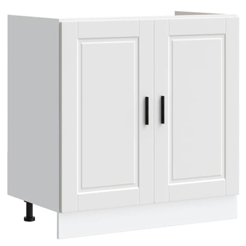 Vidaxl Mobile Base Lavello Porto Bianco 80X46X81,5Cm Legno Multistrato