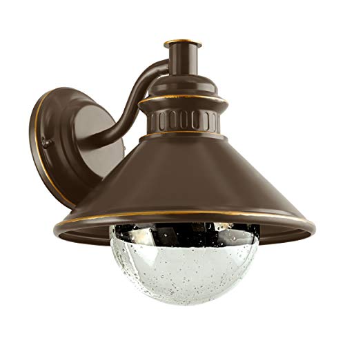Eglo Lampada Da Parete Per Esterni Albacete, Illuminazione Esterna, Applique Da Parete In Acciaio Zincato, Vetro Trasparente Con Inclusioni D'Aria, Ma