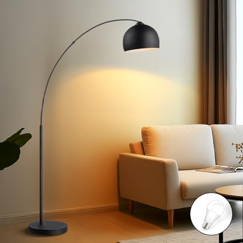 Home Sweet Home Lampada Da Terra Vintage Industriale Con Paralume In Metallo, Lampada Ad Arco Nera Per Soggiorno | 172 Cm | Sorgente Luminosa Led Incl