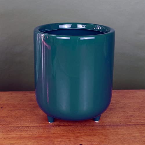 Leaf Fioriere In Ceramica Per Interni In Cachepot, Verde Blu, 15 Cm
