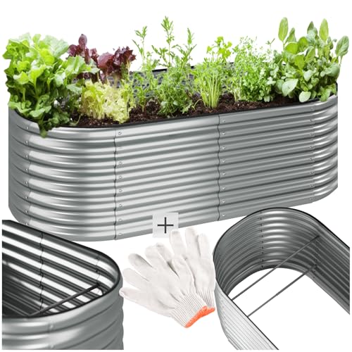 Tectake® Orto Rialzato, 942L, Zincato, 200 X 100 X 60 Cm, Struttura In Acciaio Zincato, Base Aperta, Perfetto Per Verdure, Erbe Aromatiche E Fiori, Mo