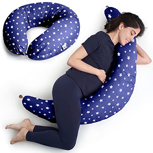 Niimo Cuscino Allattamento E Gravidanza Xxl - Cuscino Gravidanza Per Dormire Con Federa 100% Cotone, Ciambella Allattamento Neonato