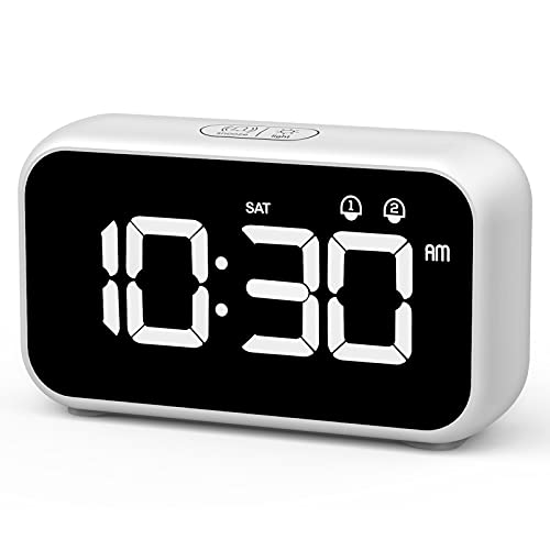 Homvilla Sveglia Digitale, Sveglia Da Comodino Led Con 40 Suonerie Opzionali, Orologio A Specchio Con Doppio Allarme, Funzione Di Snooze, 4 Livelli Di