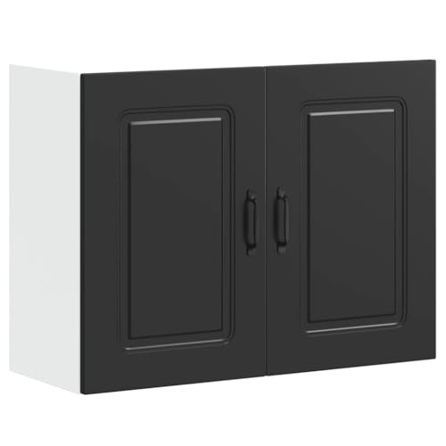 Vidaxl Pensile Da Cucina Kalmar Nero In Legno Multistrato, Pensile Da Cucina, Armadio Da Cucina A Parete, Pensili Con Ante, Pensile Montato