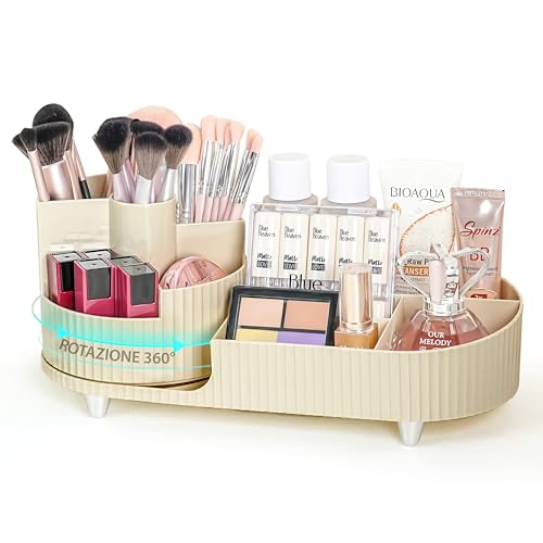 Winter Shore Organizzatore Trucchi Rotante - Organizer Cosmetici E Skincare - Organizer Makeup E Cosmetici - Porta Pennelli Trucco - Organizzatore Pro