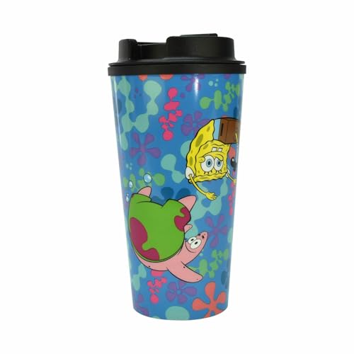 Spongebob Squarepants Tazza Termica, 450 Ml, Tazza Per Bere Con Spongebob E Patrick, Idea Regalo Per I Fan Di Bikini Bottom, Merchandising Ufficiale