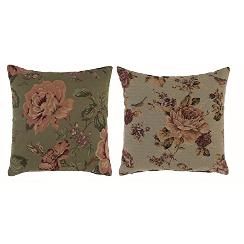 Blanc Mariclò Cuscino Arredo Floreale In Stile Shabby Chic Tessuto Gobelin Classico Provenzale Decorativo