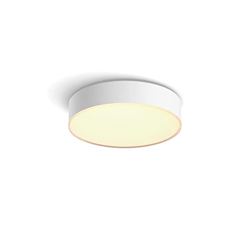 Philips Hue White Ambiance Enrave, Plafoniera Smart, Piccola, Bluetooh, Controllo Vocale 9.6 W, Telecomando Dimmer Switch Inlcuso, Bianco
