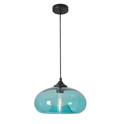 Hjxdtech 28Cm Lampada A Sospensione In Vetro Vintage Industriale,Presa E27, Altezza Regolabile, Singolo Lampadario Da Soffitto Per Sala Da Pranzo, Cuc