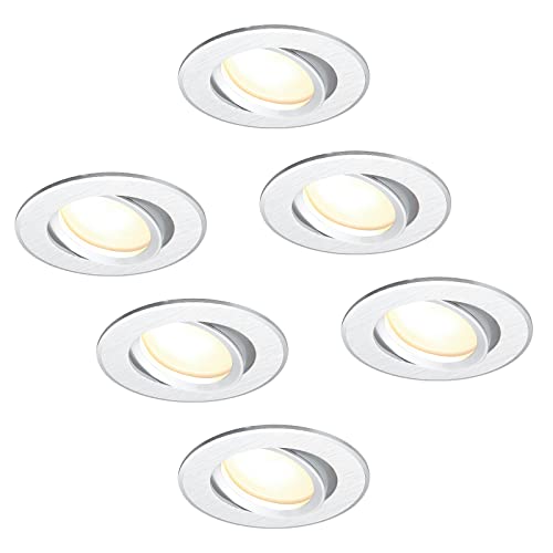 Set Di 6 Faretti Da Incasso A Led A Intensità Variabile 230V, Profondità Di Montaggio 68 Mm, Foro Incluso 6 X Led Dimmerabili Gu10 Modulo 3W Bianco Ca