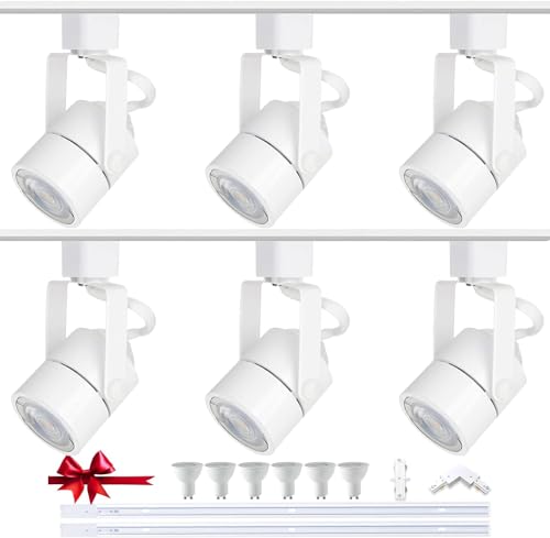 Bravsekai Lampada Faretti Led Soffitto, Gu10 Binario Faretti Led Da Soffitto Orientabili,Moderna Lampada Soffitto Led 6 Luce, Kit Di Illuminazione A B