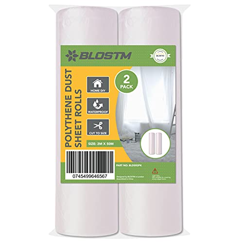 Blostm Teli Plastica Per Coprire - 2 Grandi Teli Imbianchino, Telo Plastica Trasparente Robusto Per La Protezione Di Tappeti E Mobili, Progetti Di Dec