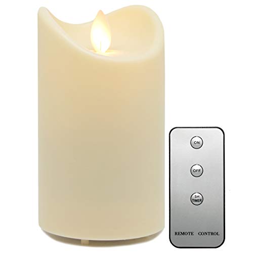 Tronje Ø7X13 Cm Led Candela A Batteria Da Esterno Crema - Candela Plastica Senza Fiamma Con Timer E Telecomando - Impermeabile & Resistente Al Calore