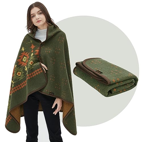 Acushla Coperta Portatile In Lana Merino, Calda Coperta Per Tv (Lana), Idea Regalo Di Compleanno Per Uomini E Donne (160 X 90 Cm, Verde Myers